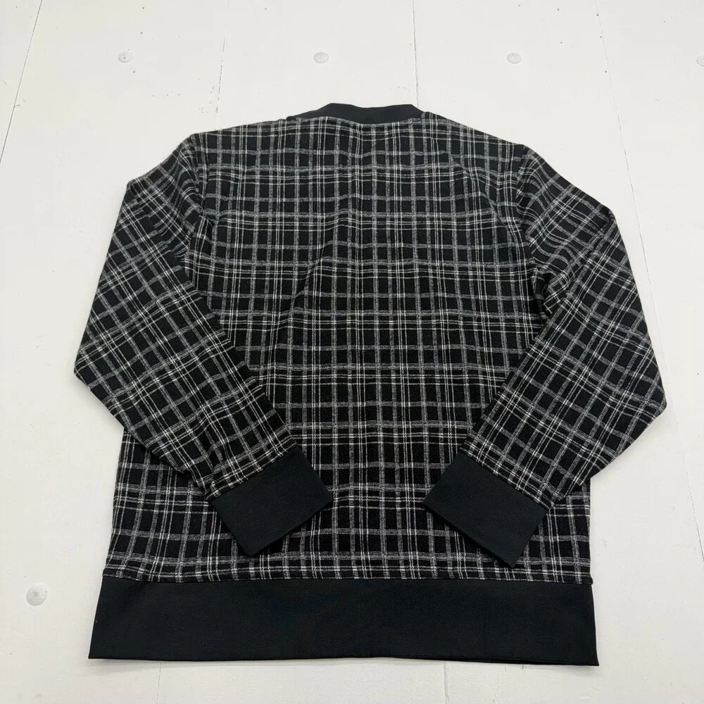 Banana Republic Sweater Mens Medium Black Plaid Crew Neck Knit Pullover NWT